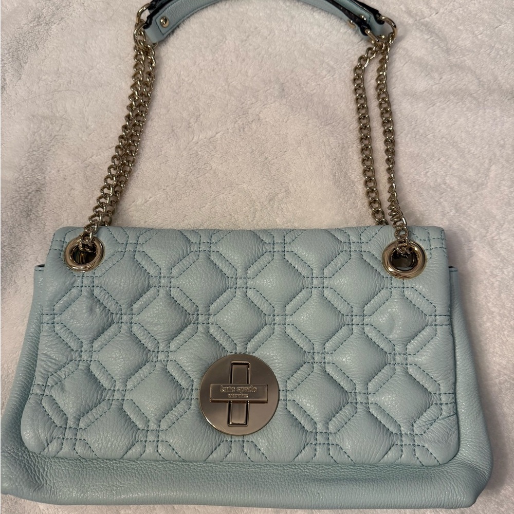 Kate Spade Blue Quilted Shoulder Bag with Chain Strap